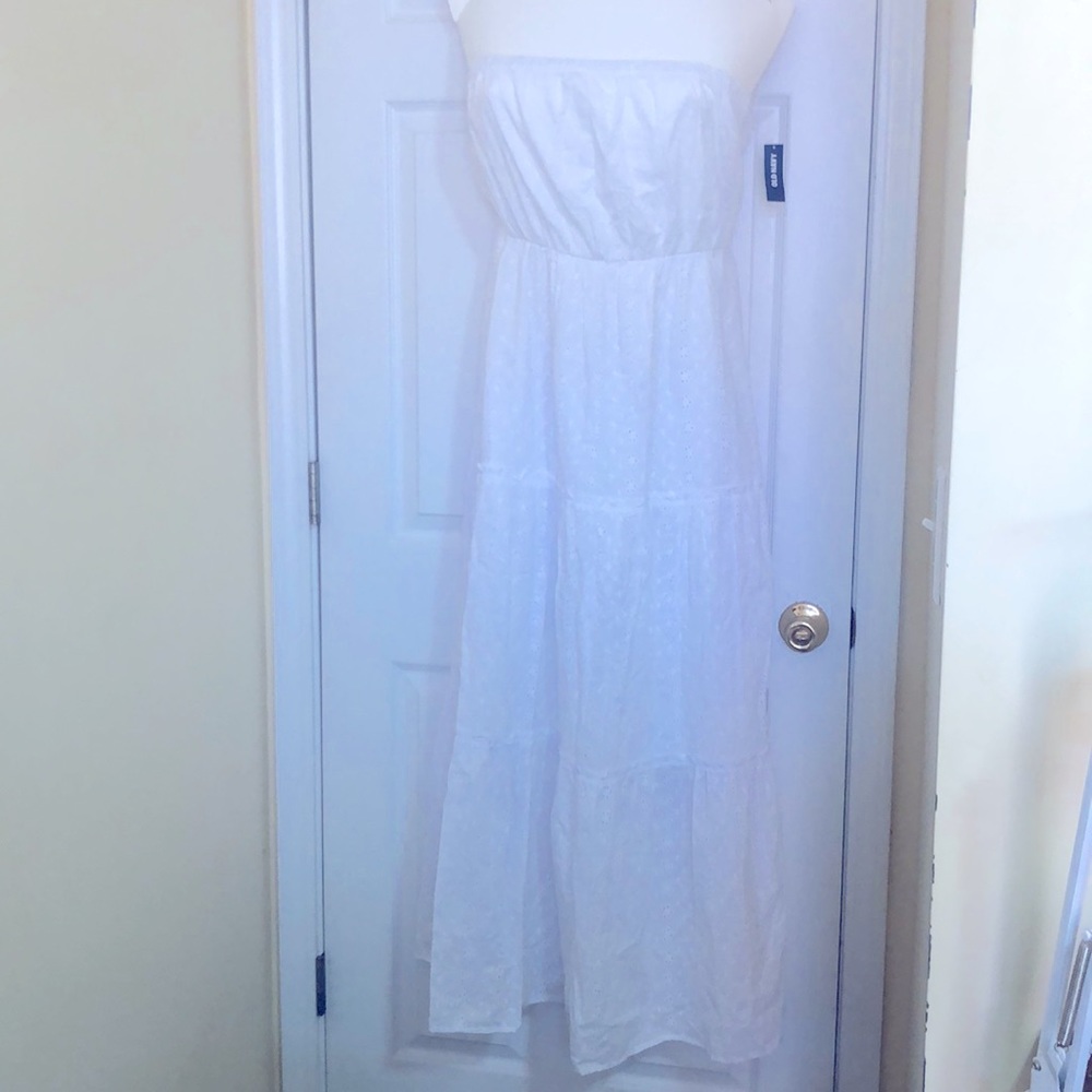 White strapless long sundress